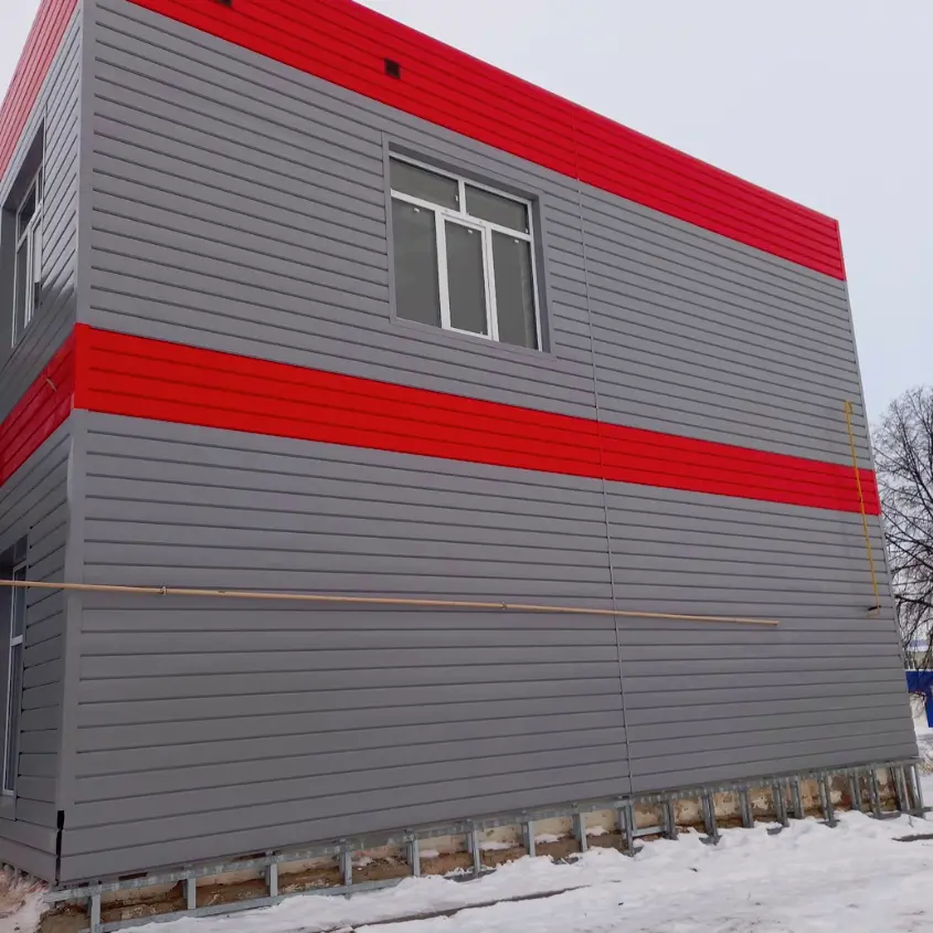 Фото 3 фасад Евро-Брус под брус RAL 7004 Серый, 3020 Красный