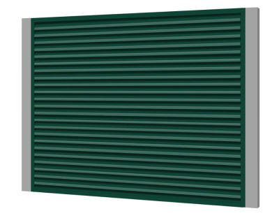 Секция забора жалюзи из ламелей жалюзи ЭКО-Z RAL6005 Зеленый мох 2-х сторонняя с металлическими столбами