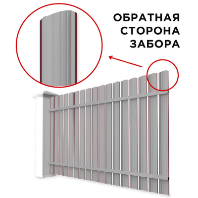 Забор штакетник Полукруглый RAL 3005 Красное Вино RoofTop БАРХАТ сзади