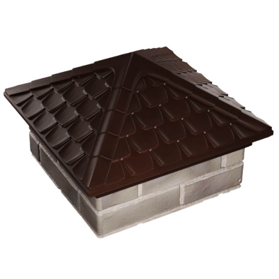 Колпак на столб забора ELBRUS Коричневый 1,5х1,5 кирпича Черепица фото 3